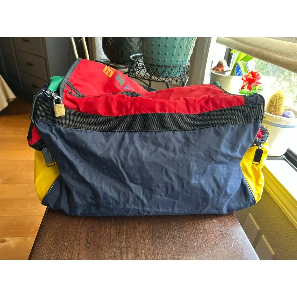 Vintage United Colors of Benetton multicolor colorblock nylon duffel bag
